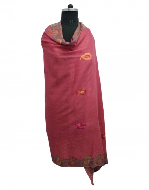 Womens Wool blend intricate floral embroidered anda daur shawl